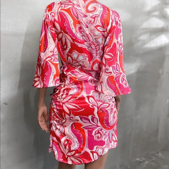 Floral Print Surplice Neck Dress - Picture 5 of 5